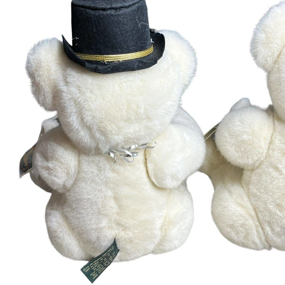 Vermont Teddy Bear Co. Jointed Anniversary Bears 1994 Plush Bride Groom Pair 16" - Picture 5 of 12